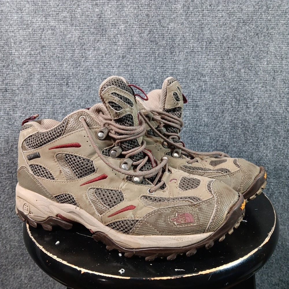 The North Face Hiking Boots Womens Size 8 GORE-TEX Vibram Sole Brown Trail Shoes